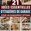 Etagères DIY en bois installées dans un garage bien organisé.