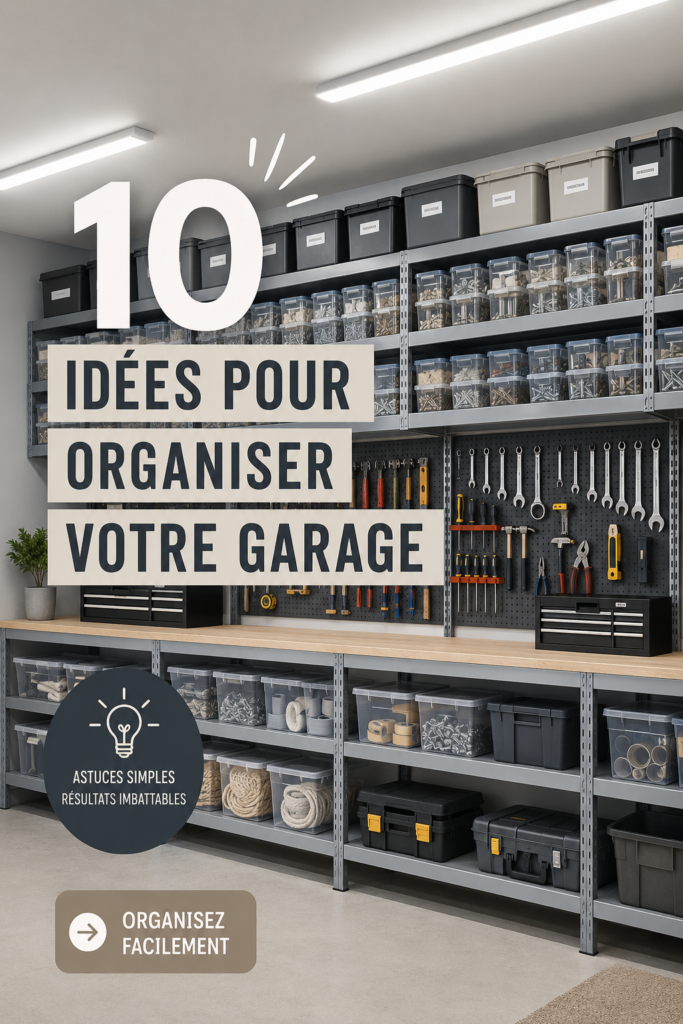 Garage organisé avec des étagères et du rangement stylé