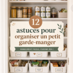 Garde-manger bien organisé avec des étagères et des contenants