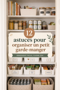 Garde-manger bien organisé avec des étagères et des contenants