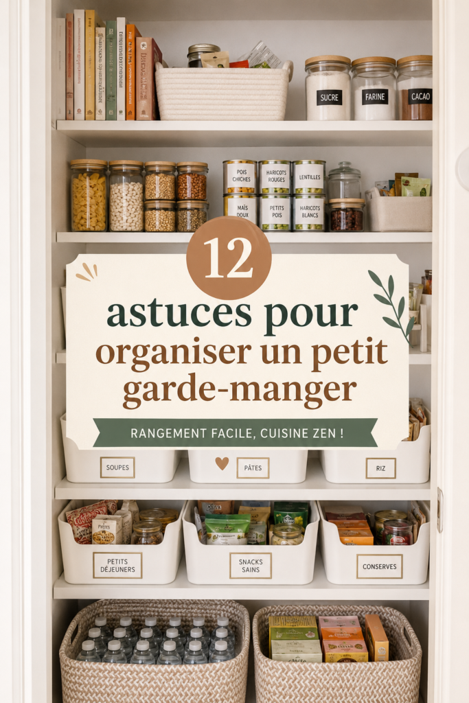 Garde-manger bien organisé avec des étagères et des contenants
