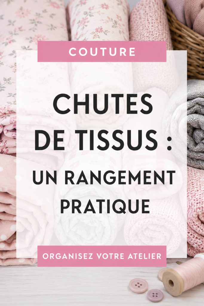 Rangement pratique réalisé avec des chutes de tissus colorés, illustrant une idée de DIY.