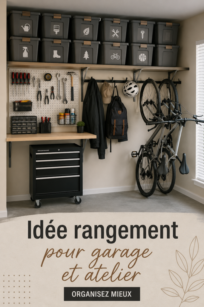 Garage organisé avec des solutions de rangement pratiques