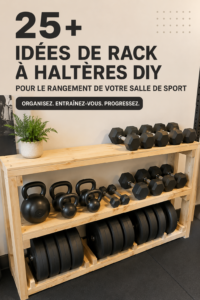 Un support d'haltères en bois DIY dans une salle de sport