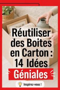 Une collection colorée de boîtes en carton réutilisées comme rangements décoratifs dans un salon.