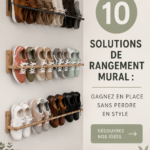Rangement mural élégant en bois et métal dans un salon moderne