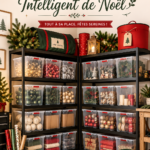 Système de rangement intelligent pour une maison organisée pendant les vacances.