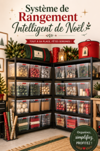 Système de rangement intelligent pour une maison organisée pendant les vacances.