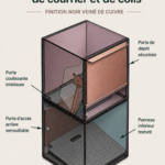 Boîte aux lettres noire élégante dans un jardin contemporain