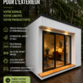 Bureau de jardin moderne et esthétique dans un environnement verdoyant