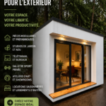 Bureau de jardin moderne et esthétique dans un environnement verdoyant