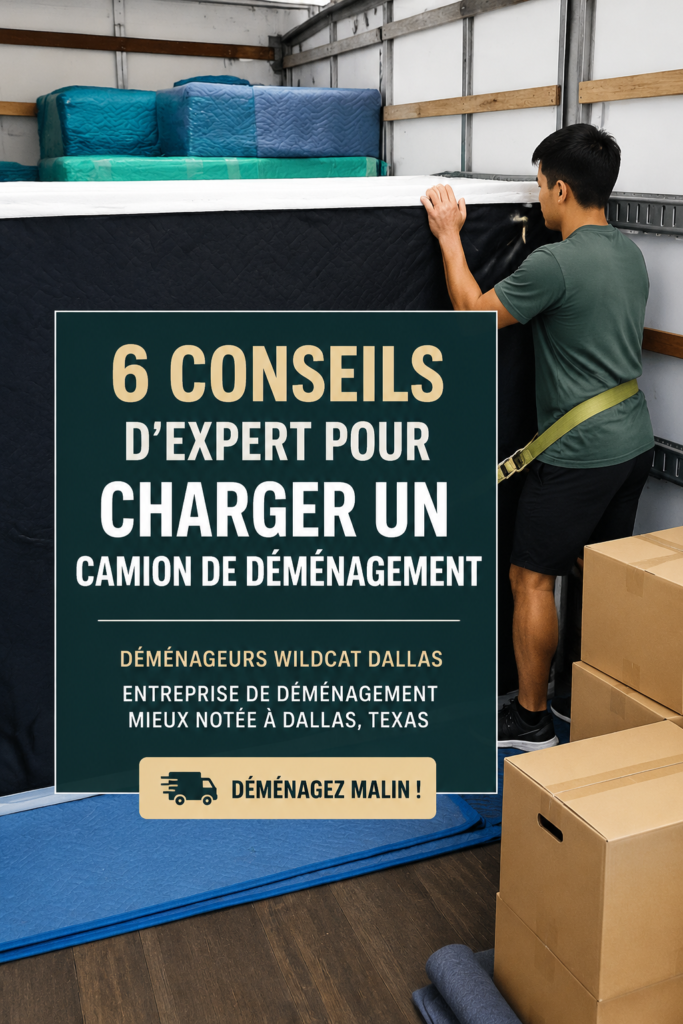 Un camion de déménagement chargé avec soin, montrant une organisation parfaite des objets.