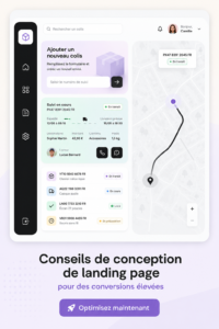 Une capture d'écran d'une landing page optimisée pour les conversions avec un design moderne.