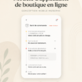 Maquette d'un design d'application mobile pour boutique en ligne.