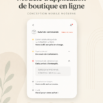 Maquette d'un design d'application mobile pour boutique en ligne.