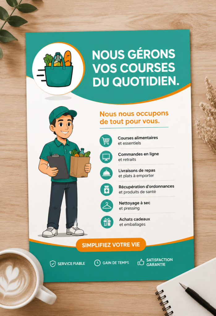 Un flyer coloré pour des services de cours.
