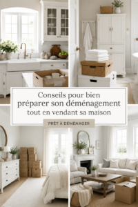 Une femme organisant ses affaires pour un déménagement et une vente de maison