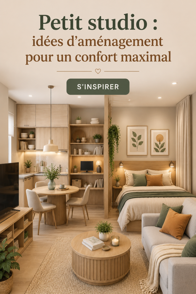 Un petit appartement modernement aménagé avec des couleurs chaudes et des meubles multifonctionnels.