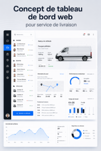 Exemple de tableau de bord web pour un service de livraison