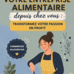 Femme préparant des plats dans sa cuisine pour son entreprise alimentaire à domicile.