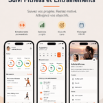 Capture d'écran d'une appli de fitness montrant un suivi d'entraînement