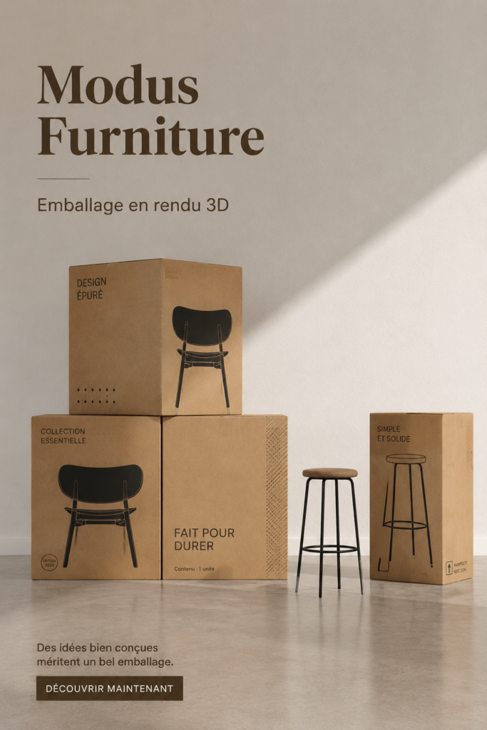 Une vue élégante d'un salon avec des meubles Modus au design moderne.