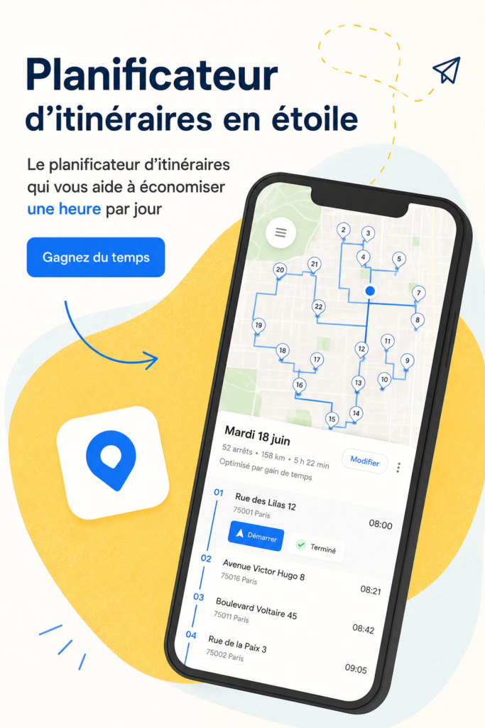 Capture d'écran de l'application Spoke Route Planner montrant l'optimisation d'un itinéraire.
