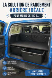 Rangement astucieux pour l'arrière d'une voiture, optimisant l'espace.