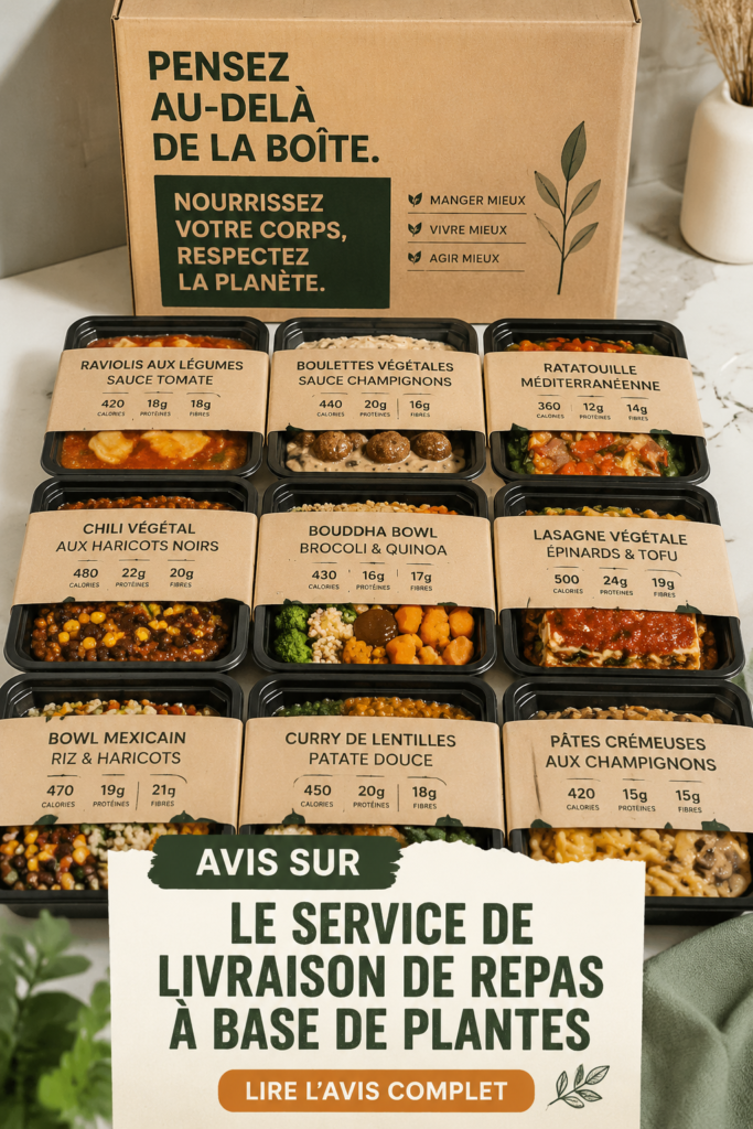 Un assortiment de plats végétaux colorés prêts à être livrés