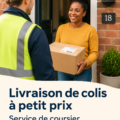 Femme souriante utilisant un service de livraison économique au Royaume-Uni