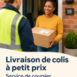 Femme souriante utilisant un service de livraison économique au Royaume-Uni