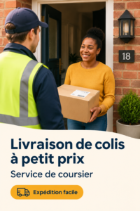 Femme souriante utilisant un service de livraison économique au Royaume-Uni
