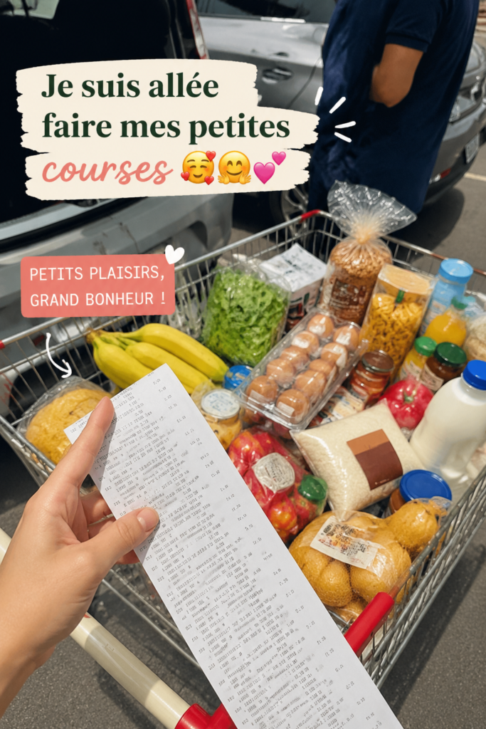 Une femme souriante, les bras chargés de sacs de shopping, profitant de sa journée.
