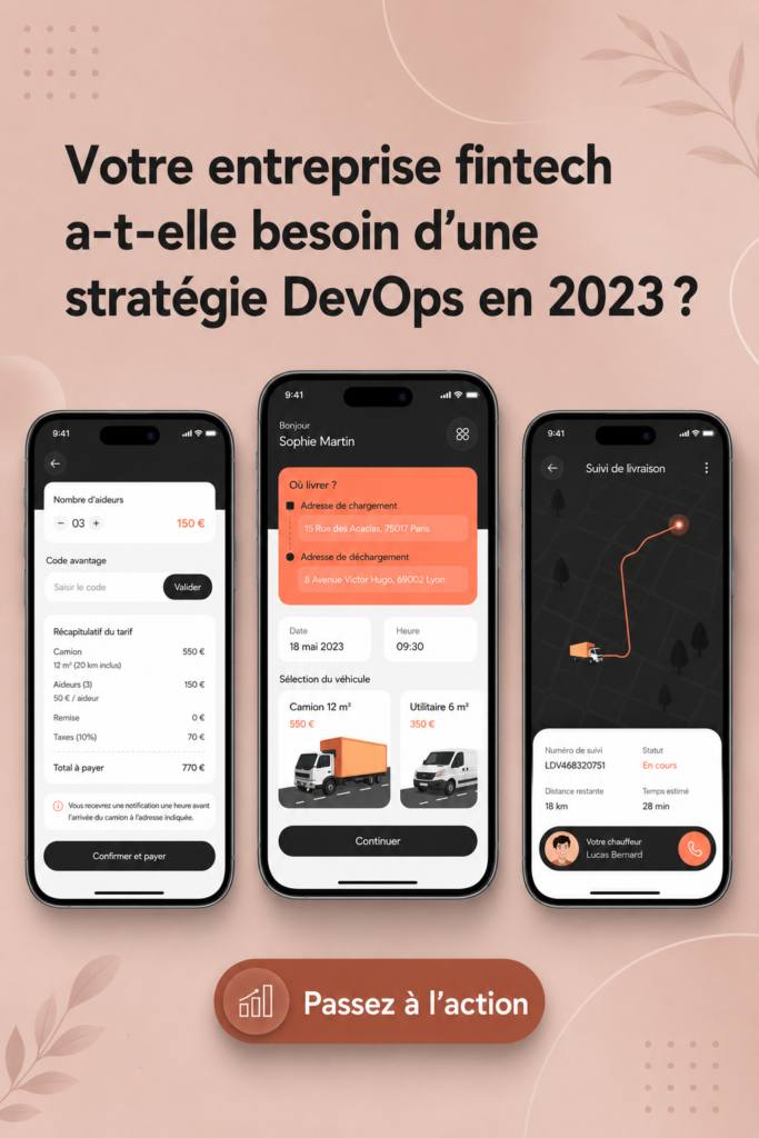 Illustration d'une équipe travaillant sur des solutions DevOps pour une fintech.