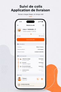 Capture d'écran d'une application de suivi de colis sur smartphone