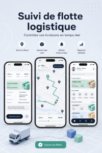 Capture d'écran d'une application mobile pour le suivi de flotte logistique.
