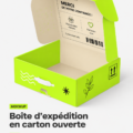 Boîtes d'expédition en carton organisées dans un espace de rangement accueillant.