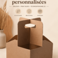 Image d'une boîte kraft personnalisée élégante sur un fond chaleureux