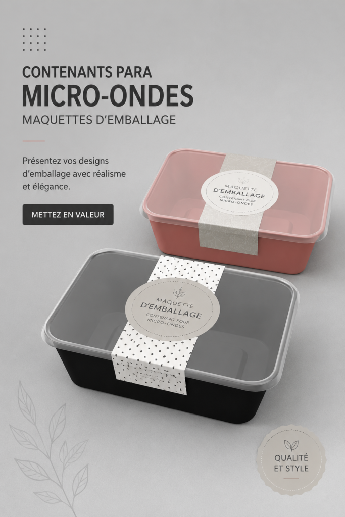 Différents contenants adaptés pour utilisation au micro-ondes, illustrant le rangement pratique en cuisine.