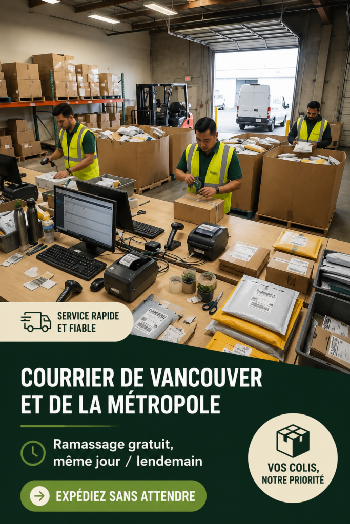 Vue sur Vancouver avec des services de livraison rapides