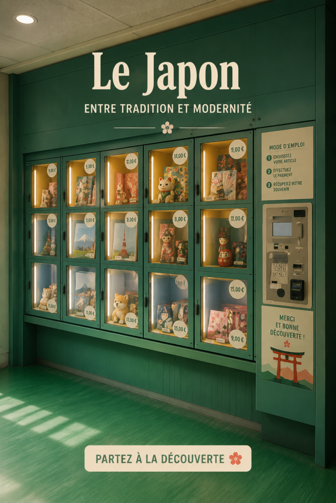 Distributeur automatique proposant une variété de boissons japonaises
