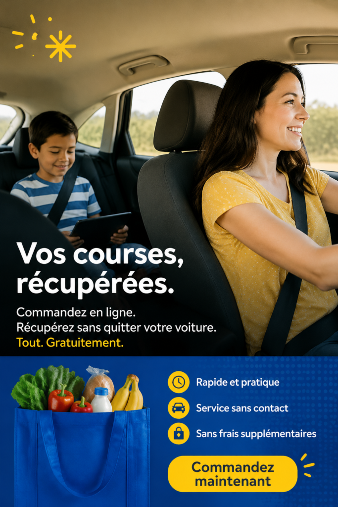 Un logo de Walmart sur un fond coloré, symbolisant les économies et le shopping pratique