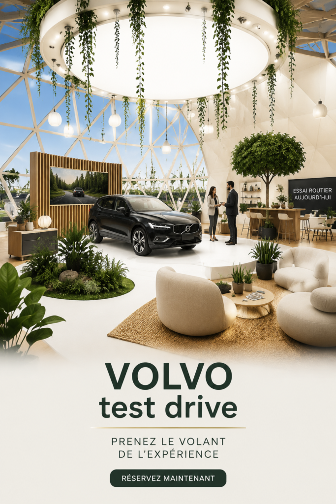 Femme conduisant une Volvo pendant un essai automobile