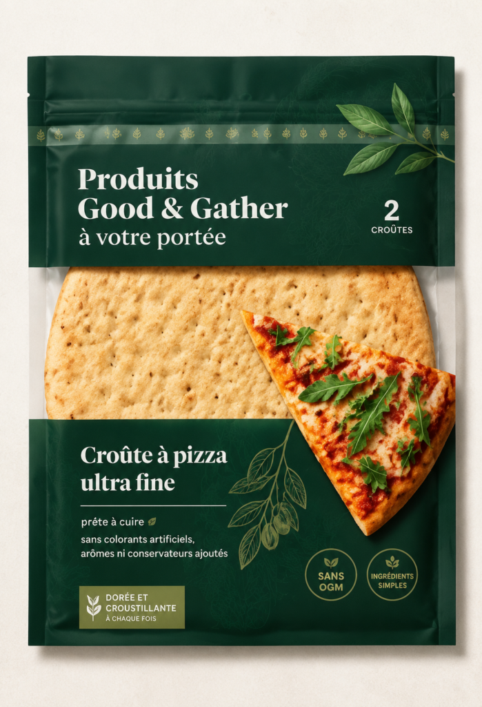 Produits Good & Gather alignés sur une étagère d'un supermarché Target