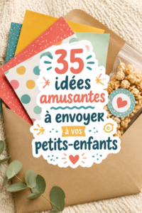 Un colis coloré prêt à être envoyé aux petits-enfants, illustrant l'amour familial.