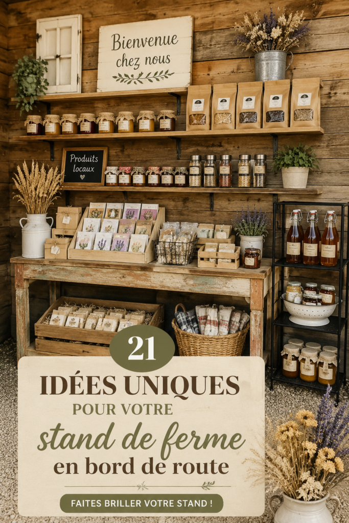 Un stand de ferme coloré avec des produits frais et des décorations attrayantes