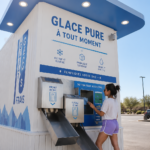 Un kiosque à glace en libre-service à Tucson avec de nombreuses saveurs exposées.