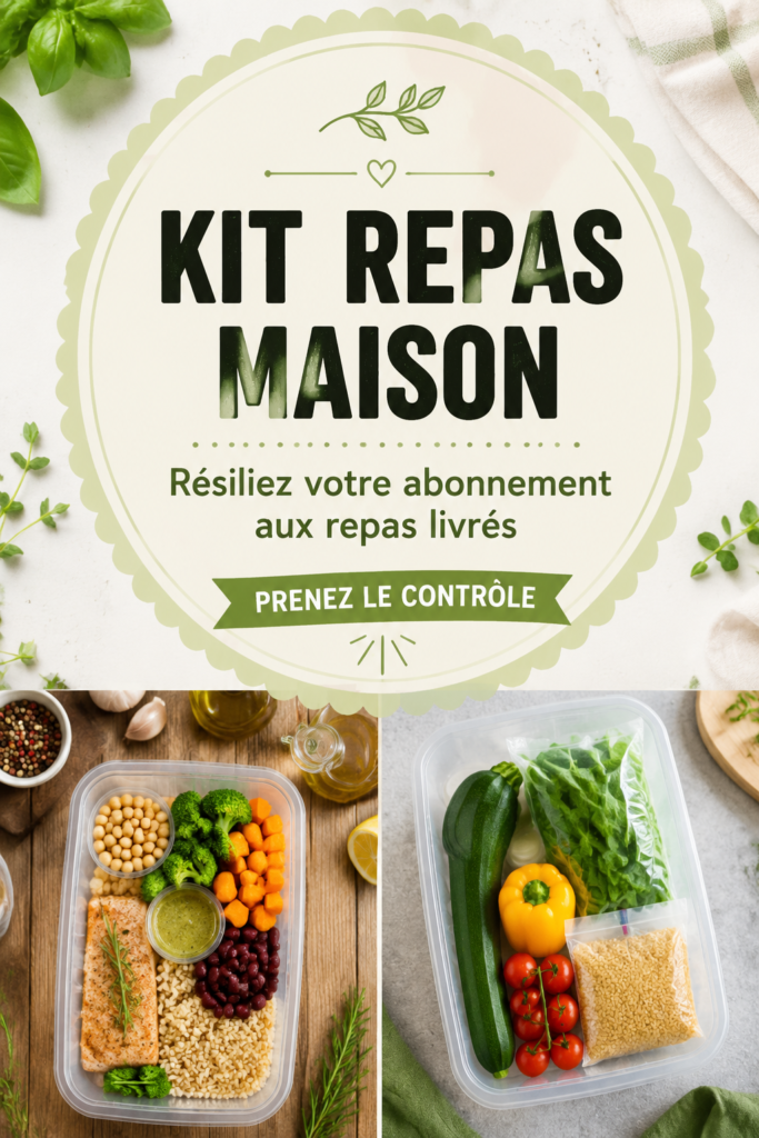 Un kit repas DIY avec ingrédients variés soigneusement disposés.