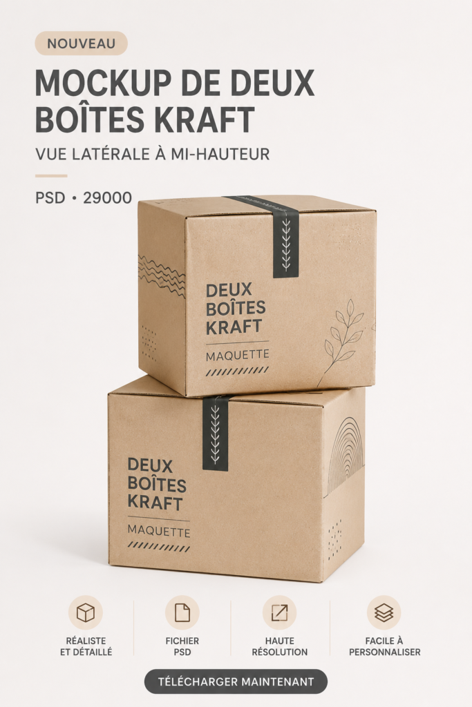 Mockup de deux boîtes en kraft pour le design graphique.