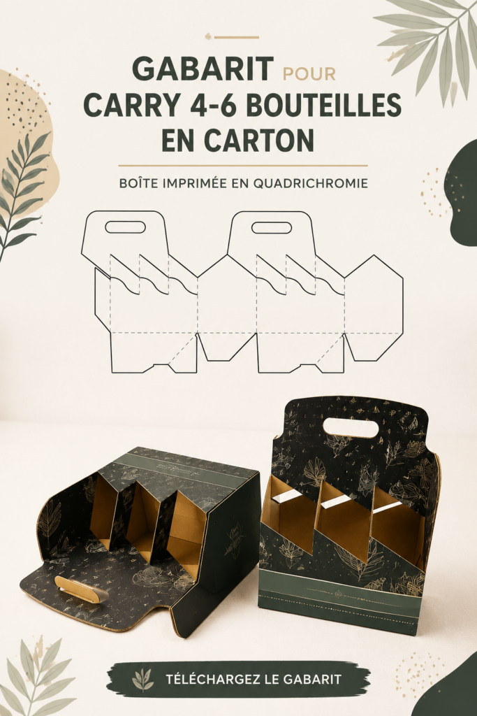 Modèle de porte-bouteilles en carton coloré et stylé, prêt à l'emploi.